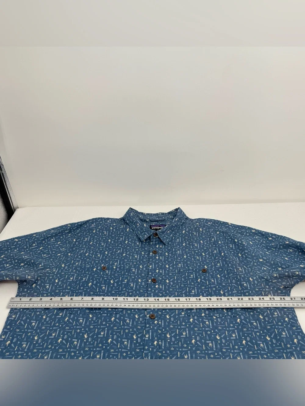 Patagonia Back Step Shirt Men XXL Blue Hemp/ Organic Cotton Short Sleeve - Picture 5 of 10